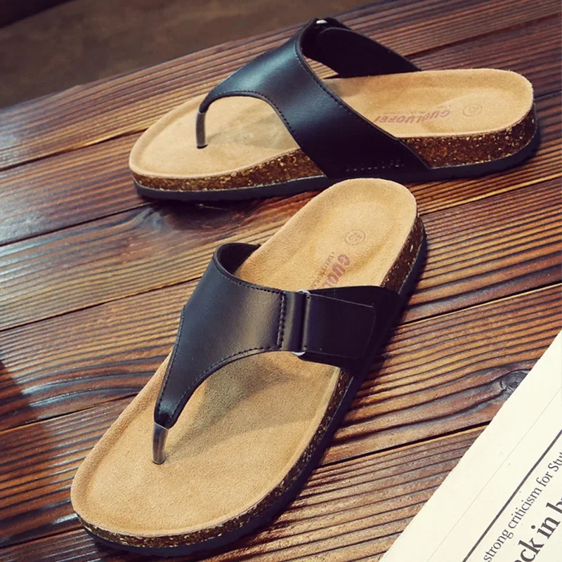 2024 Summer Shoes European Popular Brand Cork Sandals Flip Flops Anti Slip Beach Sandals Slip On Comfoet Cork Slippers