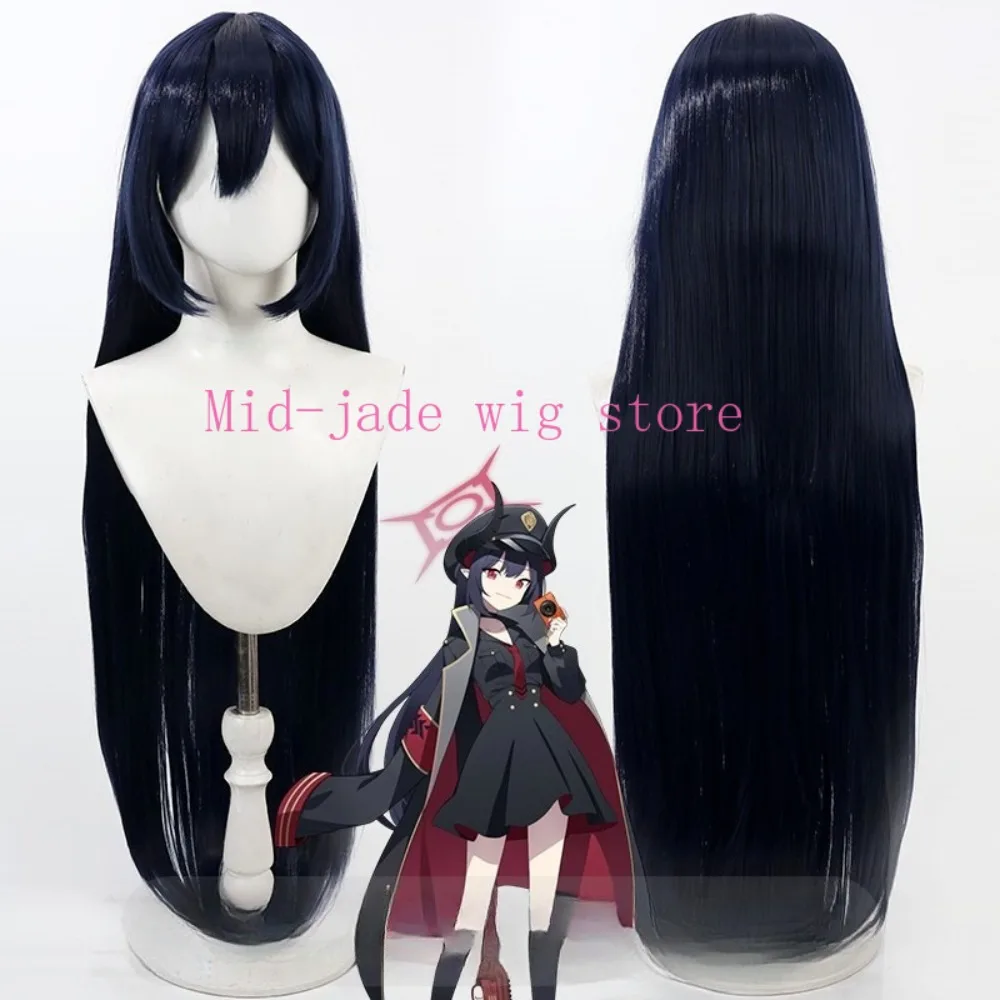 Motomiya Chiaki Cosplay Wig Dark Blue Realistic Scalp Long Hair for Valentine Character Festival and Studio Photo Shoot
