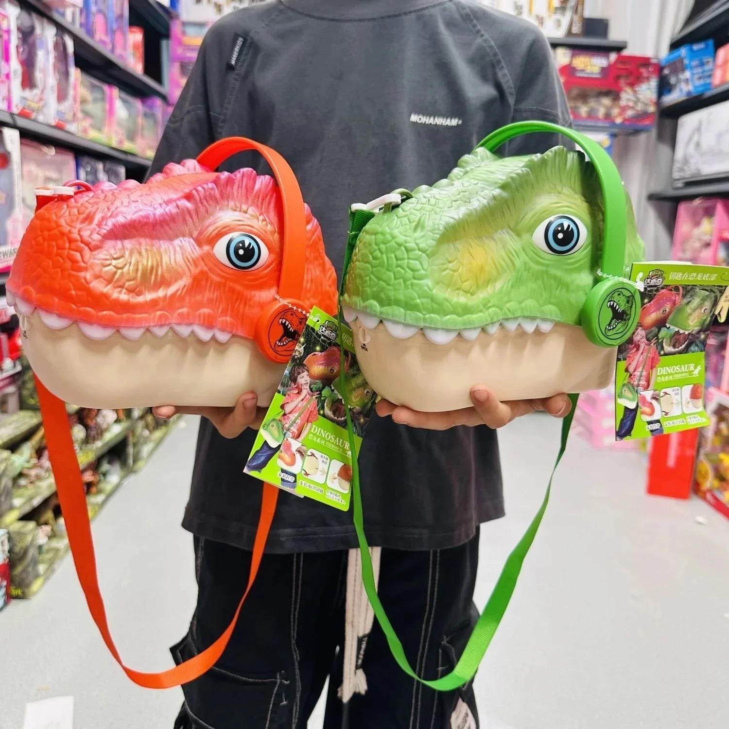 Dinosaur Head Toy Bag With 15pcs Dinosaur  Figure Doll Toys Funny Animal Toys Set Cartoon 3D Toy Storage Bag Children Kids Gift