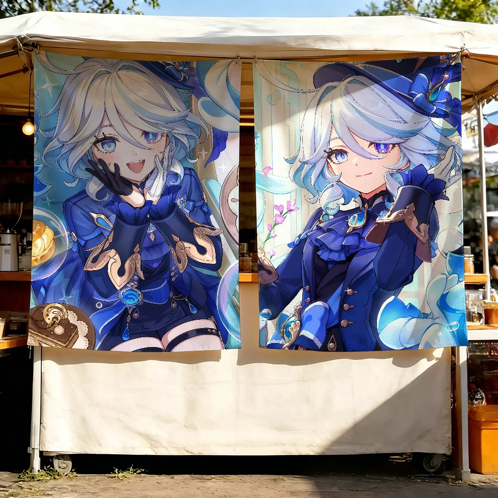 Cute Furina Genshin Impact flag Wall Decor For Garden Party Living Room Home Bedroom Outdoor Tapestry Banner