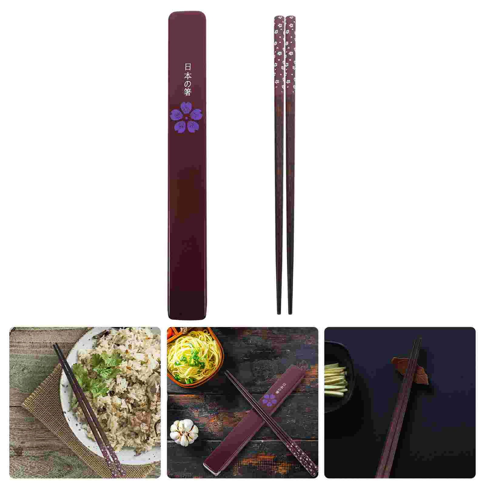 Chinese Style Chopsticks Gift Box for Home Delicate Wood Red Multi-function Dinner