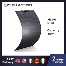 ALLPOWERS Flexible Solar Panel 100W Monocrystalline Solarpanel Solar Module Solar Cell Photovoltaic for Boat Roofs Garden RV