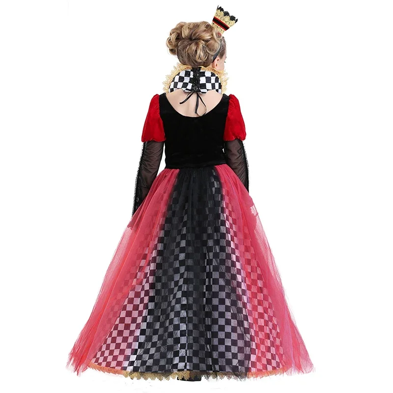 2024 Wonderland Girls Alice Princess Fancy Dress Cosplay Women Halloween Queen Of Hearts Family Purim Costume