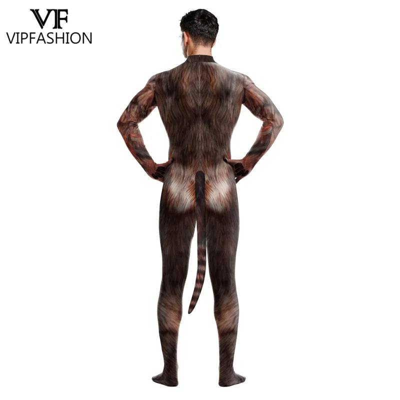 Cão de estimação masculino fantasia cosplay com cauda, zíper virilha com capa completa, bodysuit zentai, festa de Halloween, terno de Natal, moda VIP