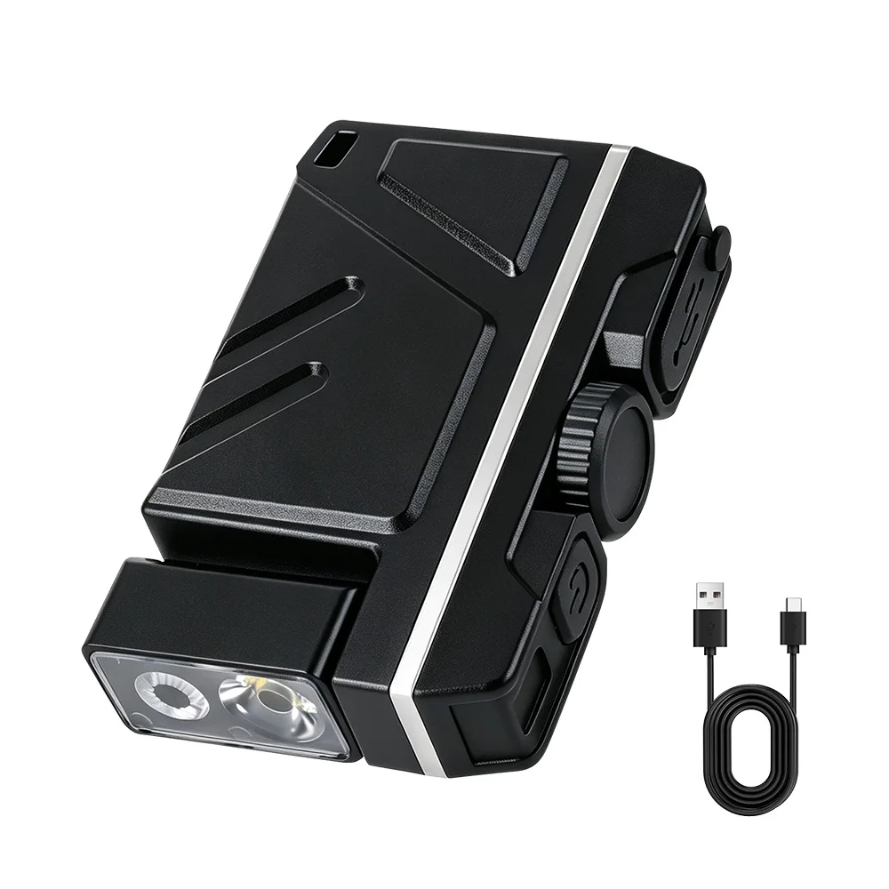 BORUiT Mini EDC Flashlight 180° Rotatable Outdoor Portable Flashlight Type-C Rechargeable Pocket Torch 3 Modes Built-in Battery