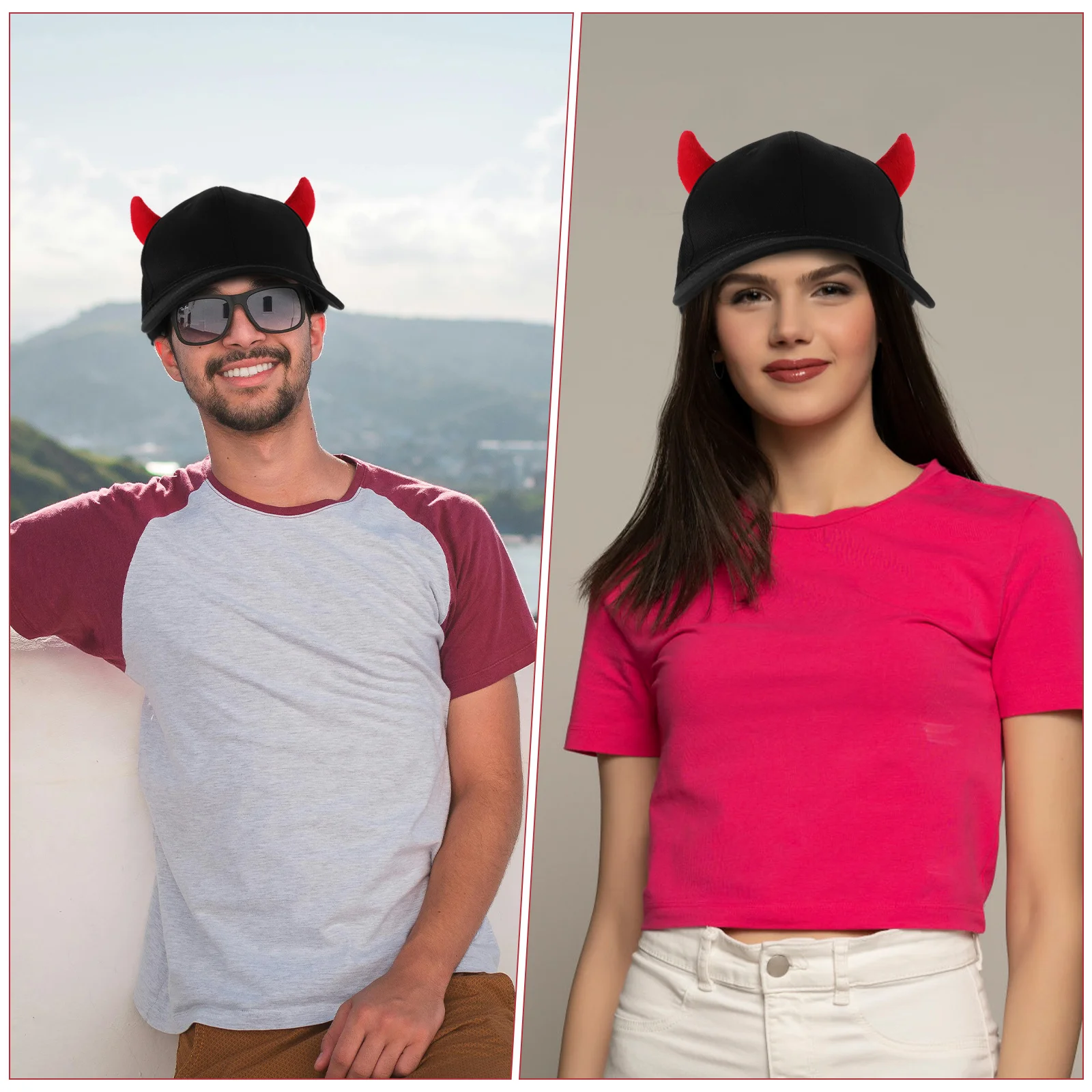

Devil Horn Baseball Cap Men Women Stylish Unique Headpiece Spring Autumn Hip Hop Flat Brim Hat Outdoor Travel Casual