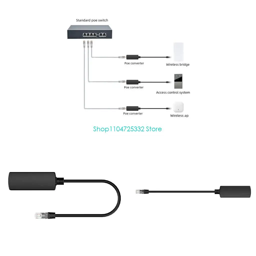 P5EA 48V 24V Poes Potential Alterer Gigabit Ethernet Unifiers Easy Installation for Remote Power Supply PVC Material