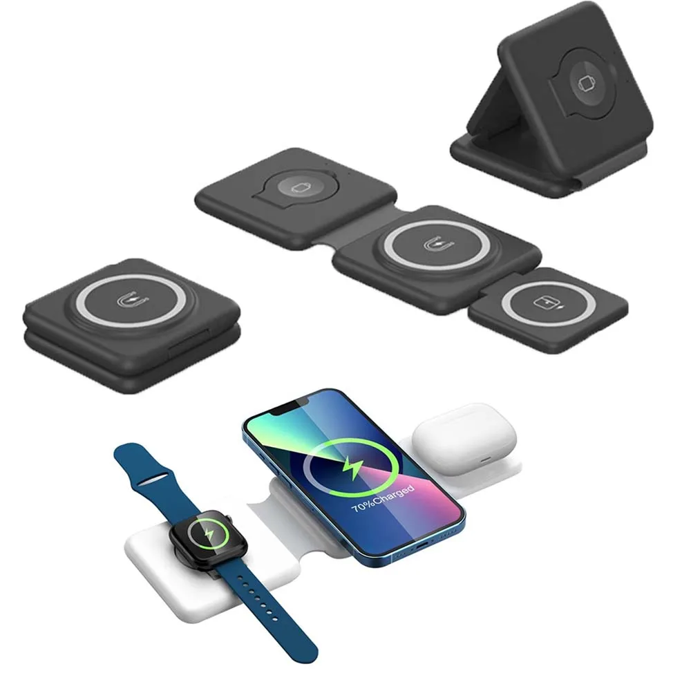 

3- In-1 Wireless Charger Folding Charger Small Size Magnetic Watch Earphone Charging Stand