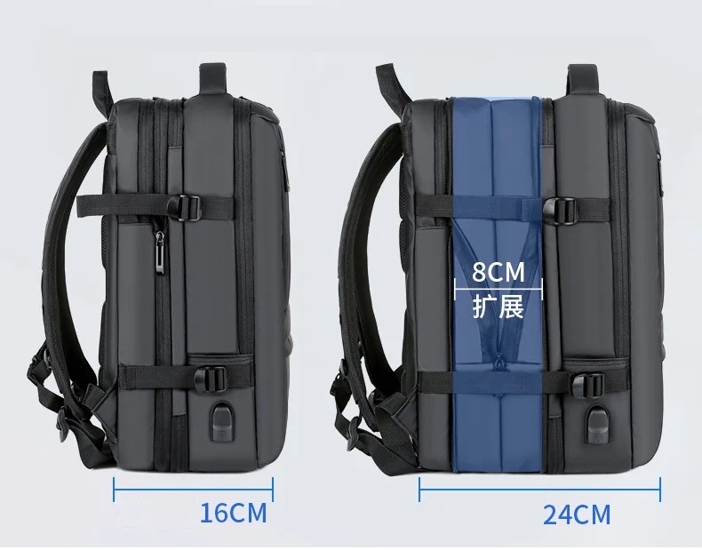 Mochila multifuncional impermeável masculina, carregamento USB, bolsa para laptop de 17 ", capacidade estendida, viagem, negócio, novo