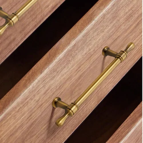 Imagen 2 del producto Tirador de armario de cocina de bronce antiguo, tiradores de puertas de armario, tiradores de cajón y zapatero de un solo orificio vintage francés, manija de muebles