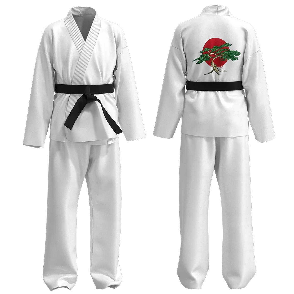 KOF Cobra Kai Cosplay Traje para Crianças, Uniforme de Kimono Preto e Branco, Anime Fato de Tática, Halloween Party Suit, Miúdo Adulto Headband