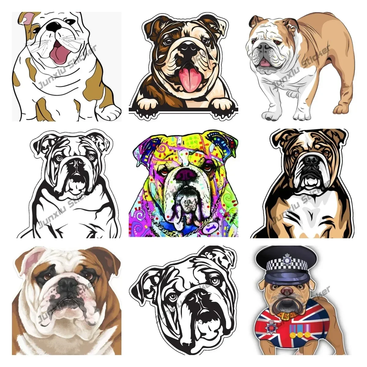 

Cartoon English Bulldog Decal English Bulldog Dog Bumper Diecut Sticker for Laptops Tumblers Windows Cars Trucks Walls Decor
