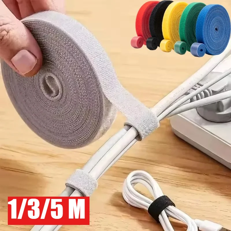 1/3/5 m, Nylon-Kabelbinder zur Organisation und Aufbewahrung von Kabeln, Zubehör zur Kabelbefestigung, Kabelmanagement für Kopfhörer und Maus, Klettverschluss-Kabelbinder