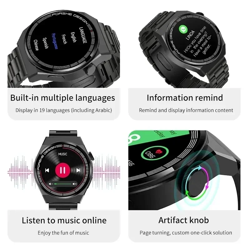 2024 Dla Huawei GT3 Pro Inteligentny zegarek Mężczyźni Kobiety Ekran HD Tętno Połączenia Bluetooth Sportowy SmartWatch Dla Androida IOS smarthwhatch