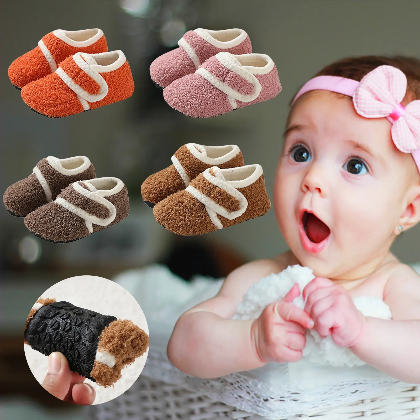 Fluffy Children Floor Slippers Kids Cute Home Non Slip Cotton Colorful Slippers Cute Funny Plush Fluffy Indoor Home House Shoes