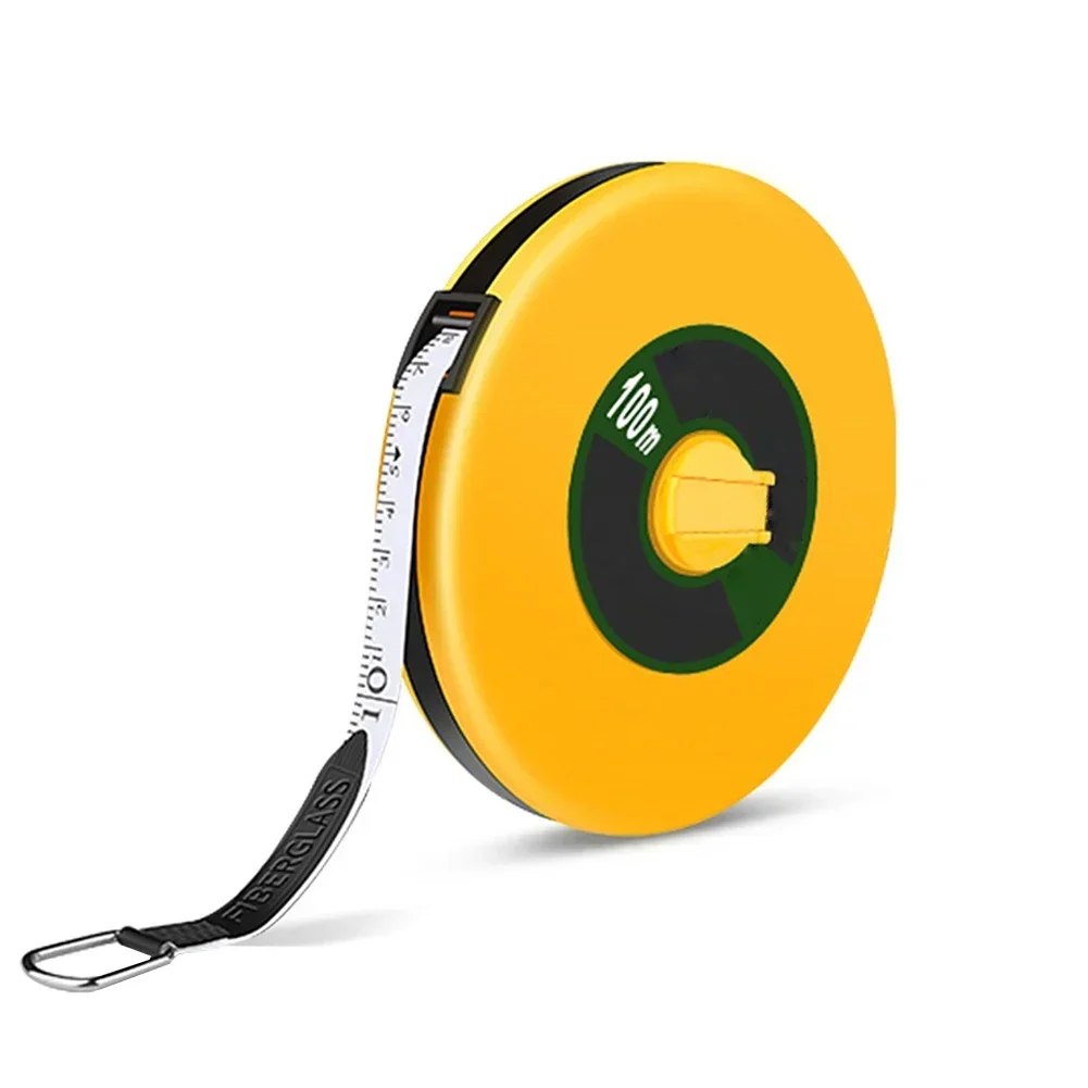 1PC Fiber Measuring Tape 10-100M Soft Tape Measure Ruler Wear-resistant Construction Tape Measure And Swivel Wheel For Surveying