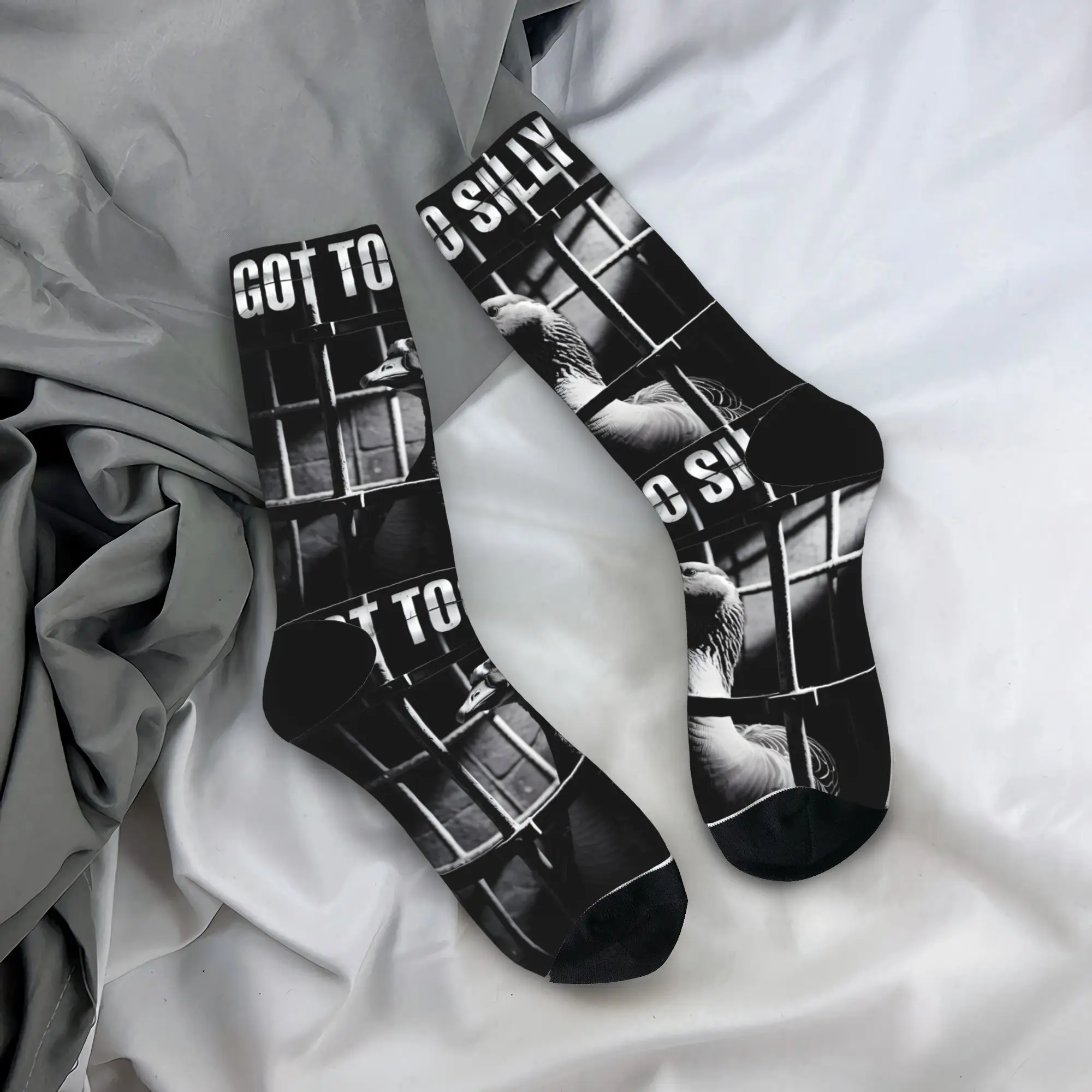 Women Men Socks Funny Goose Got Too Silly  Stockings Winter Casual Warm Soft Socks Custom Cycling Anti Sweat Socks