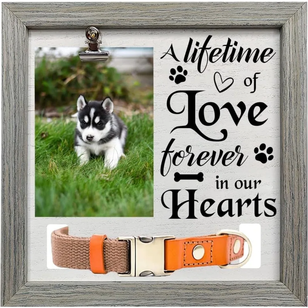 Dog Cat Picture Pet Loss Sign Frames 9x9 inch A Lifetime of Love Forever In Our Hearts Pet Picture Frames with Photo making kit