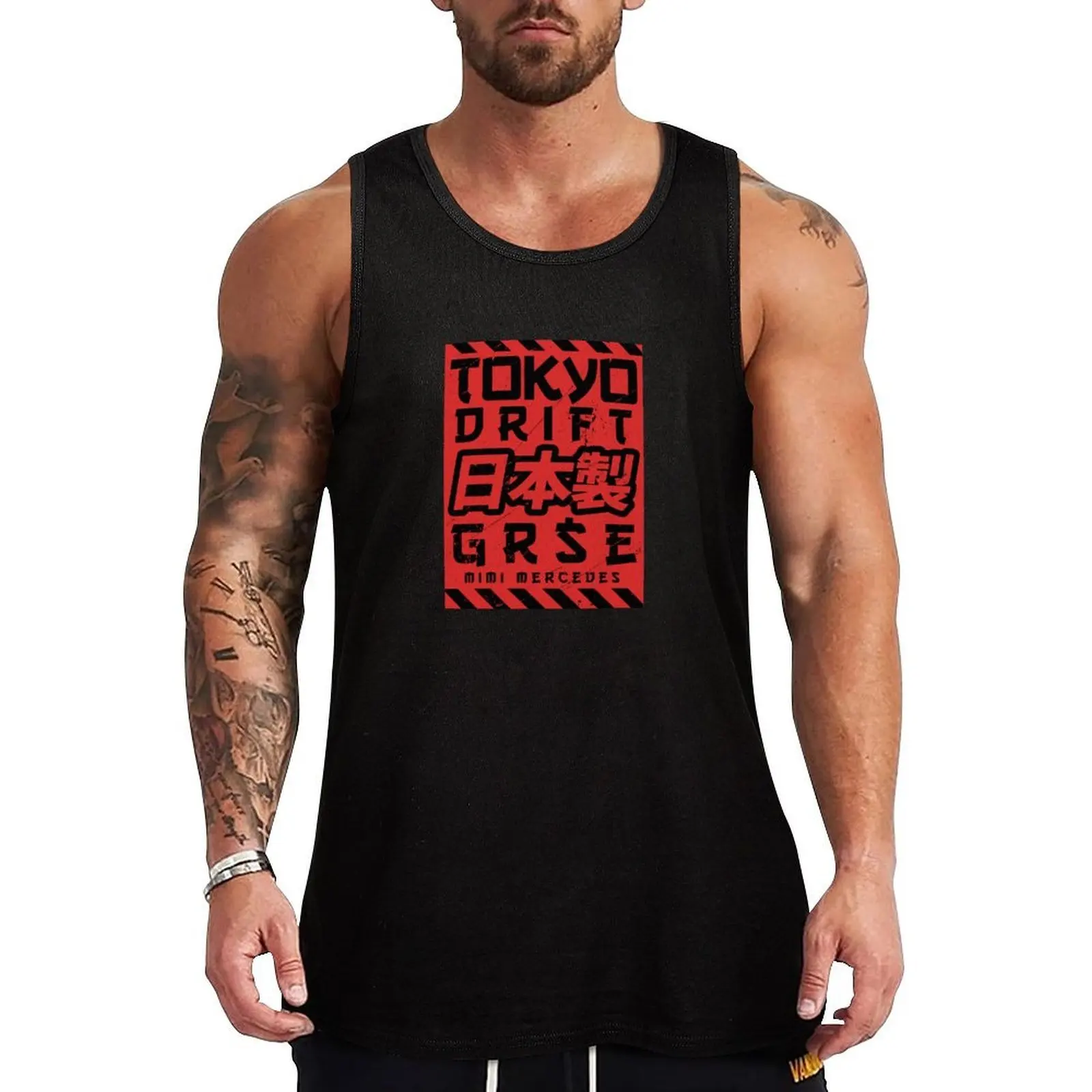 

Gre Tokyo Drift Tank Top Muscle fit sleeveless shirt man sports clothes for men gym clothes man fitness