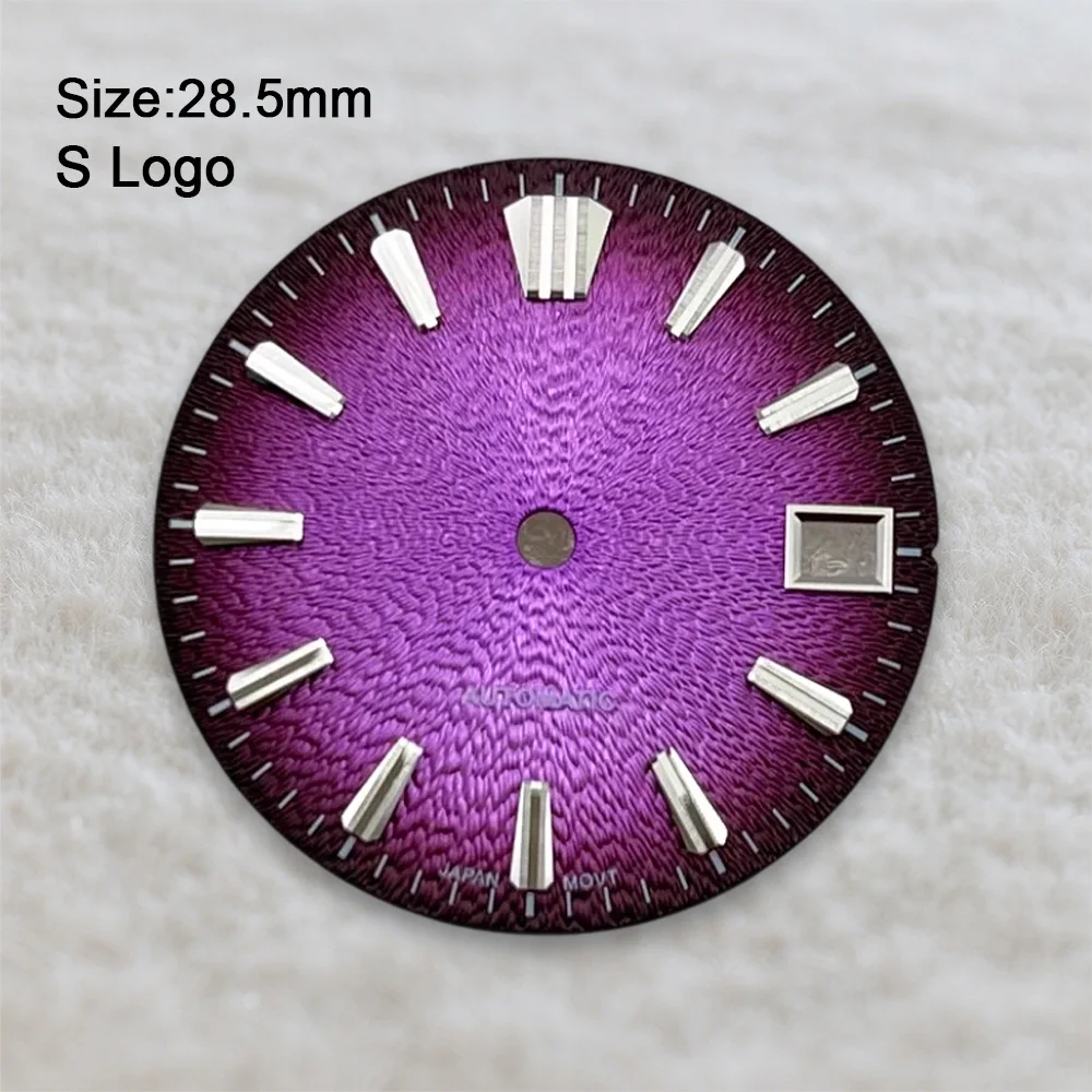 S Logo Gradient Purple Dial Watch Modification Accessory 28.5mm Fit NH35/NH36 Movement No Luminous High-Quality