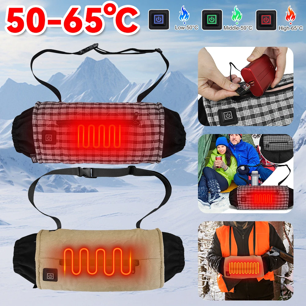 Heated Pouch USB Charging Electric Heating Glove Waist Bag 3-Gear Temperature Control Thermal Glove Waist Bag for Winter Camping