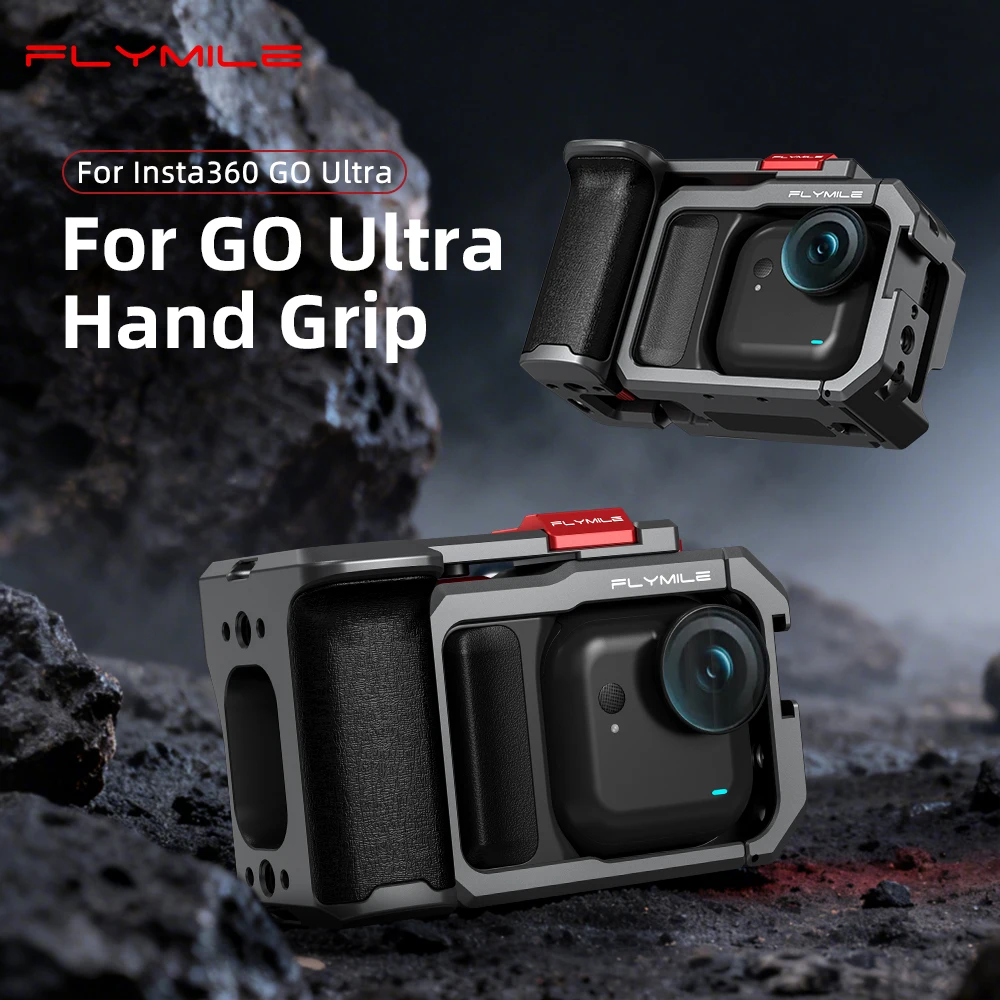 Flymile Handgriff-Set Metallkäfig für Insta360 GO Ultra Straßenfotografie-Griff Erweiterungsadapter Vlgo Video-Zubehör – Detail 1