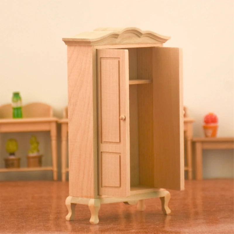 Dollhouses Miniature Wardrobe Rustics Styles Furniture for Kids Toy House W3JF