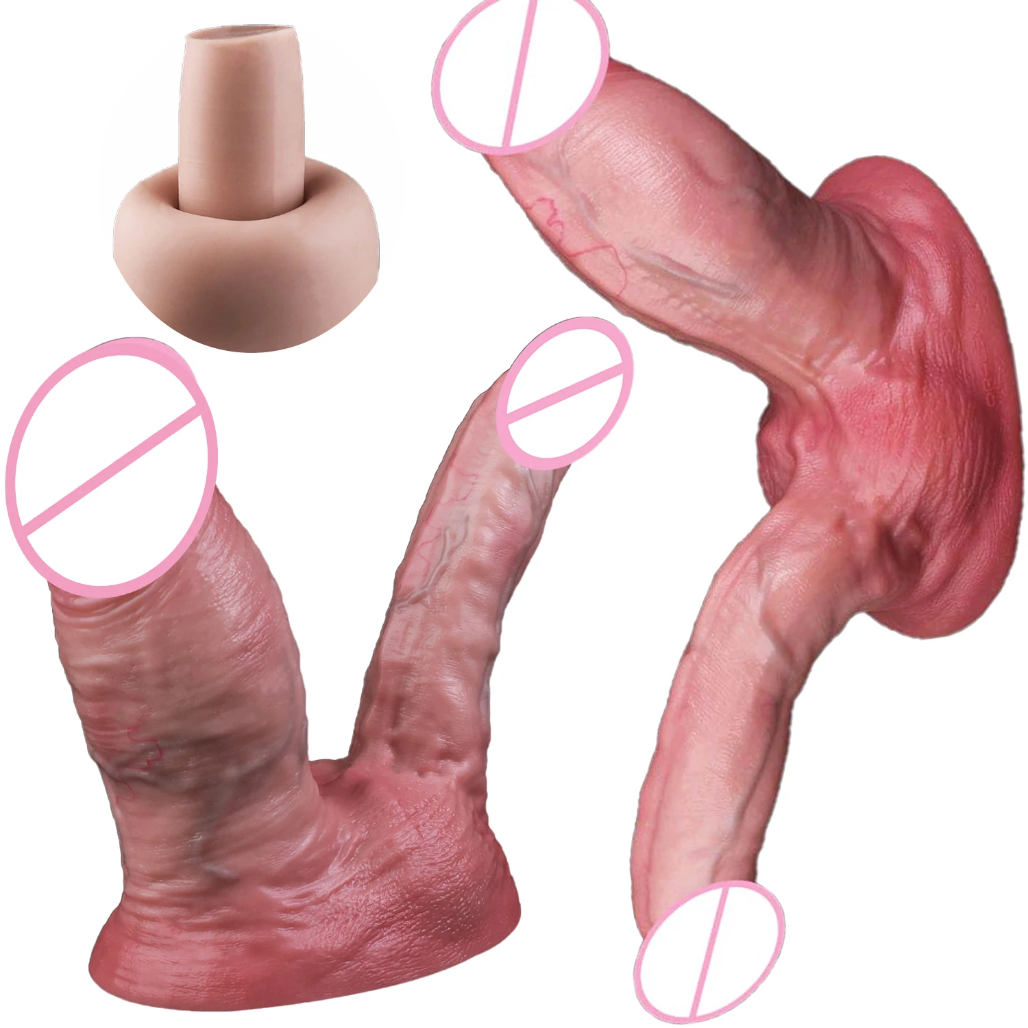 SXXY Dual Layer Silicone Double Head Penis Realistic Thick Butt Plug with Suction Cup анальная пробка For 18+ Men Women Pleasure