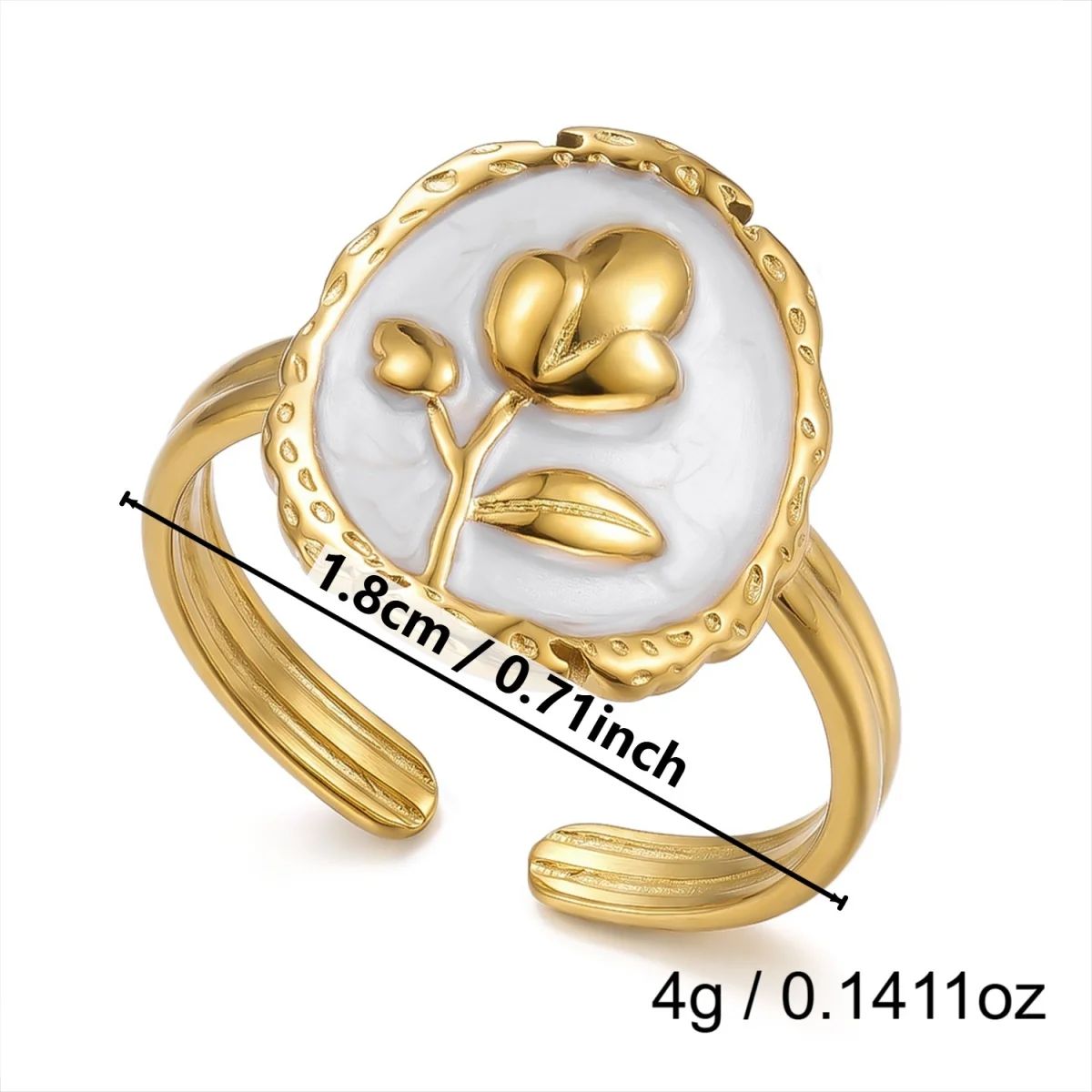 Edelstahl-Emaille-Spiral-Geometrie-Fingerringe für Damen und Herren, Vintage Französische Sonnen-Blatt-Blumen-Ringe, Modeschmuck für Partys. – Detail 38