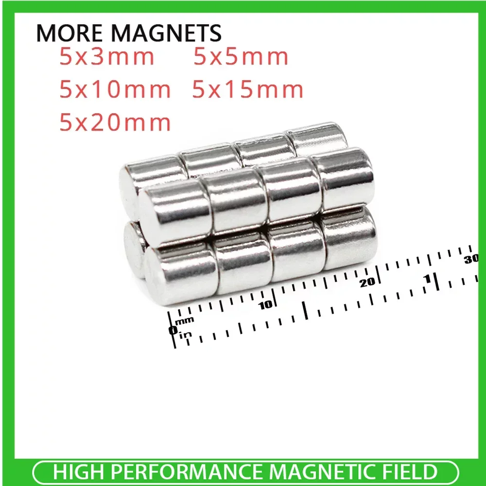 50/100/200PCS 5x3mm 5x5mm 5x10mm 5x15mm 5x20mm Small Round Powerful Magnet Neodymium Search Permanent Strong Magnets