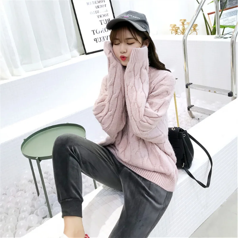 Christmas Twist Knit Sweater Oversized Outwear Women Argyle Pullover Casual Loose Sweater Thick Warm Jumper Top Twist Knitwear