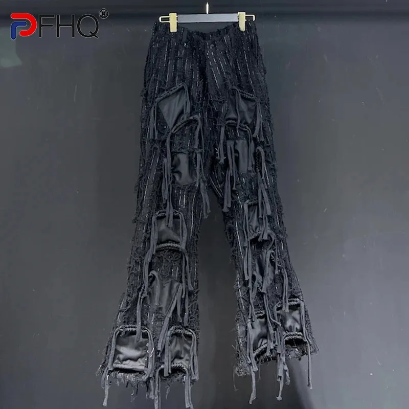 

PFHQ Heavy Industry Men's Flare Jeans Three Dimensional Pockets High Street Worn Out Design Male Denim Trousers Summer 21Z4523