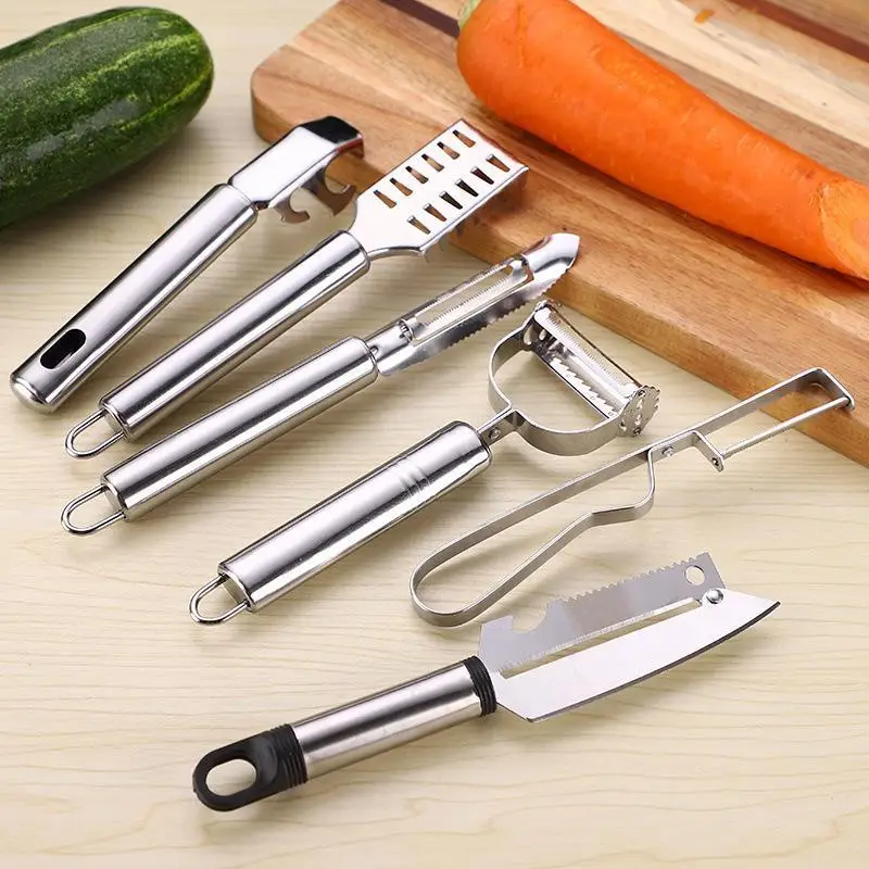 6Pcs Stainless Steel Fruit Peeler Fish Scale Scraper Vegetable Carrot Cutter Kitchen Gadget Tool Speed Peeler Slicer