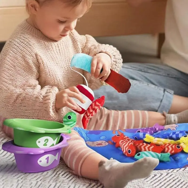 Educational Fabric Fishing Game Toy For Preschool Kids Number Matching Interactive Learning Soft Material Portable Design A2UB