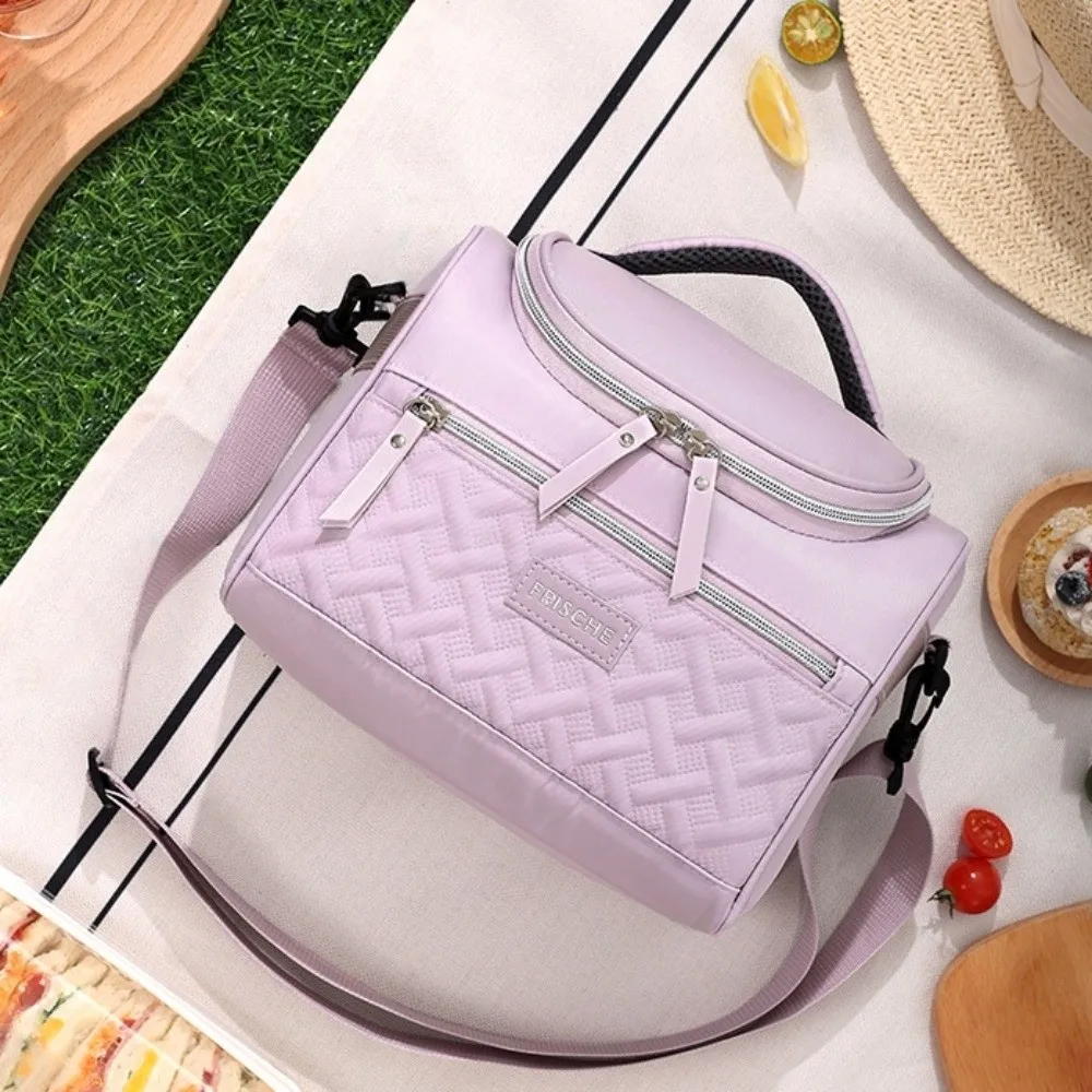 حقيبة يد PEVA حقيبة الغداء سميكة الحفاظ على الحرارة حقيبة نزهة سعة كبيرة حقيبة معزولة مقاومة للماء للطلاب #1
