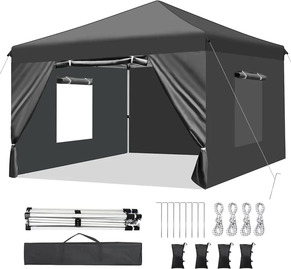 

10x10/10x20 Pop Up Canopy Tent with Removable Sidewalls, Mesh Windows, Durable Ez Up Outdoor Instant Canopy, Adjustable Canopy