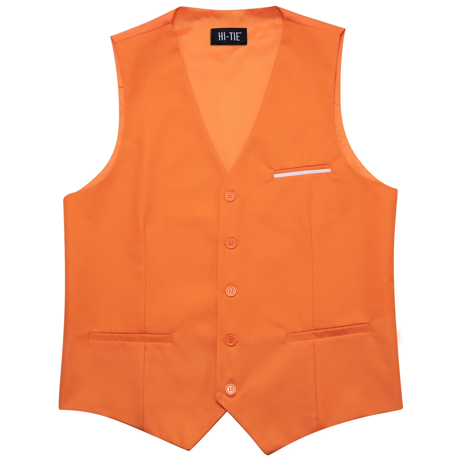 Chaleco de seda naranja para hombre, conjunto de gemelos, corbata de cuello, ajuste Delgado, sólido, fiesta de negocios, regalos de boda, hi-tie