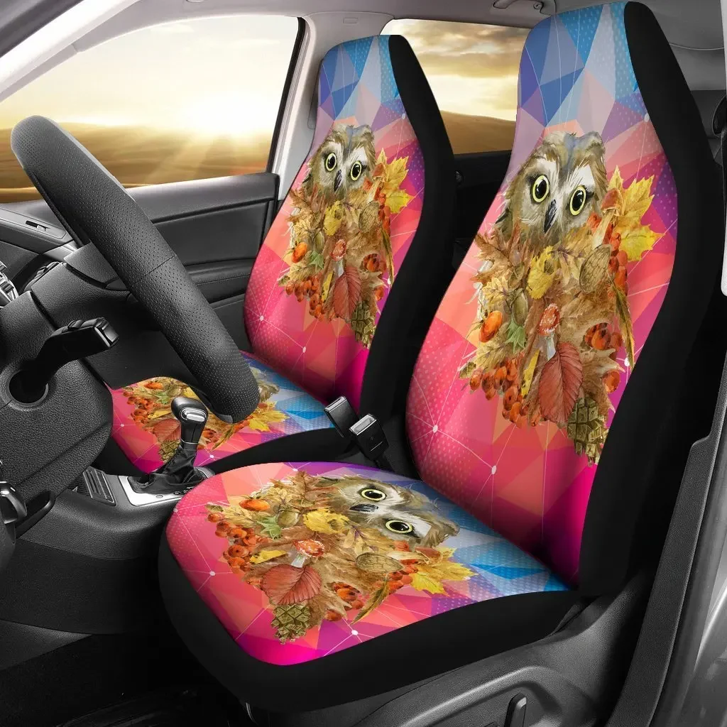 Owl With Fruit Seat Cover Car Seat Covers Set 2 Pc, Car Accessories Car Mats