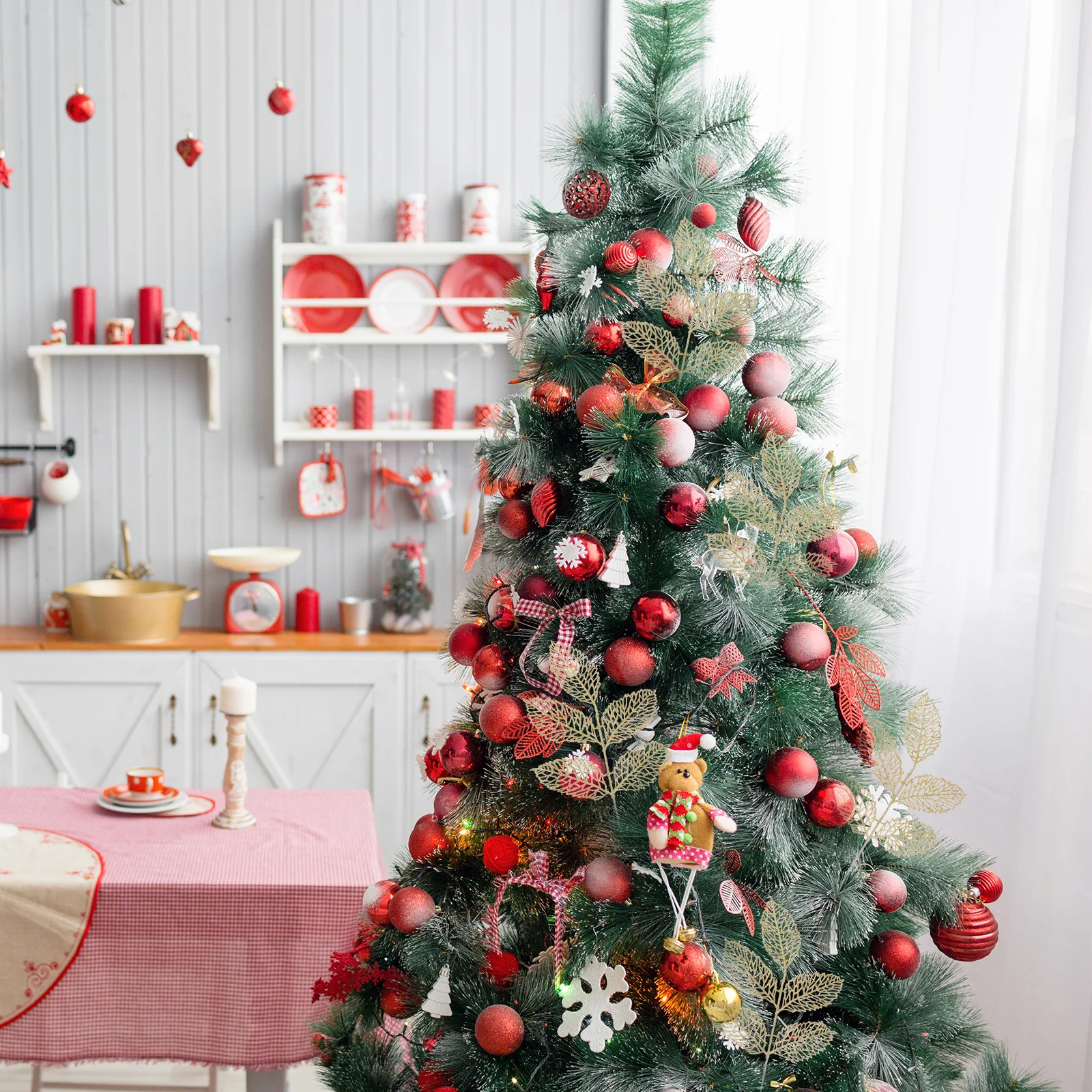 

10Pcs Xmas Artificial Rose Simulation Leaves Decoration Christmas Tree Party Supplies Wreath Ornament Fake Leaves Decor