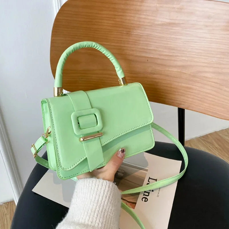 Bags New Crossbody Versatile Textured Handbag Korean Style Simple Fashion Single Shoulder Textured Small Square Bag