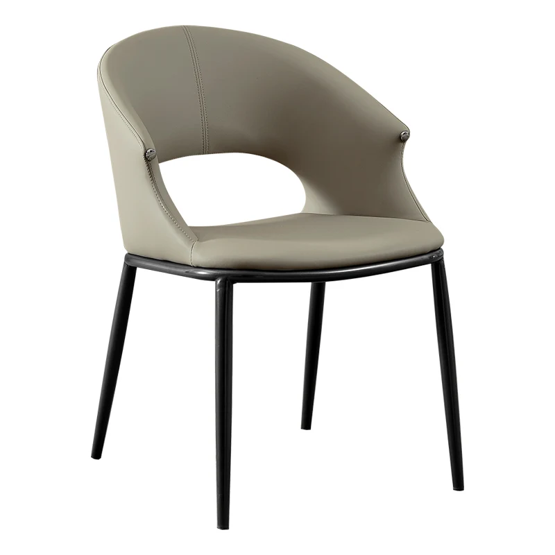 Designer Dining Chair Italian Luxury Metal Legs Upholstered Seat Backrest Home Use
