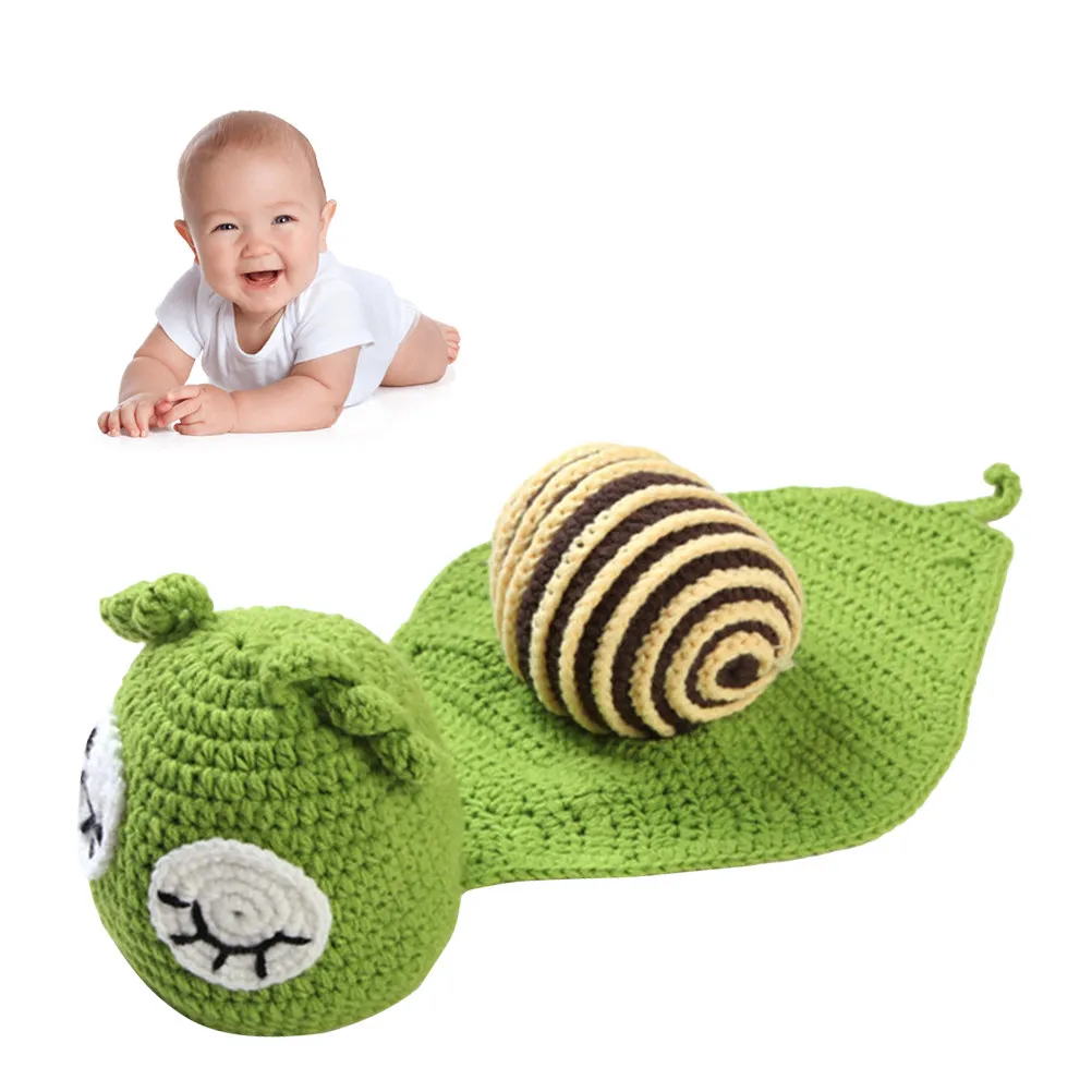 Snail Shaped Cyan Baby Photography Outfit Newborn Knitted Costume Unisex Photo Shoot Infant Photography Props Baby Outfits