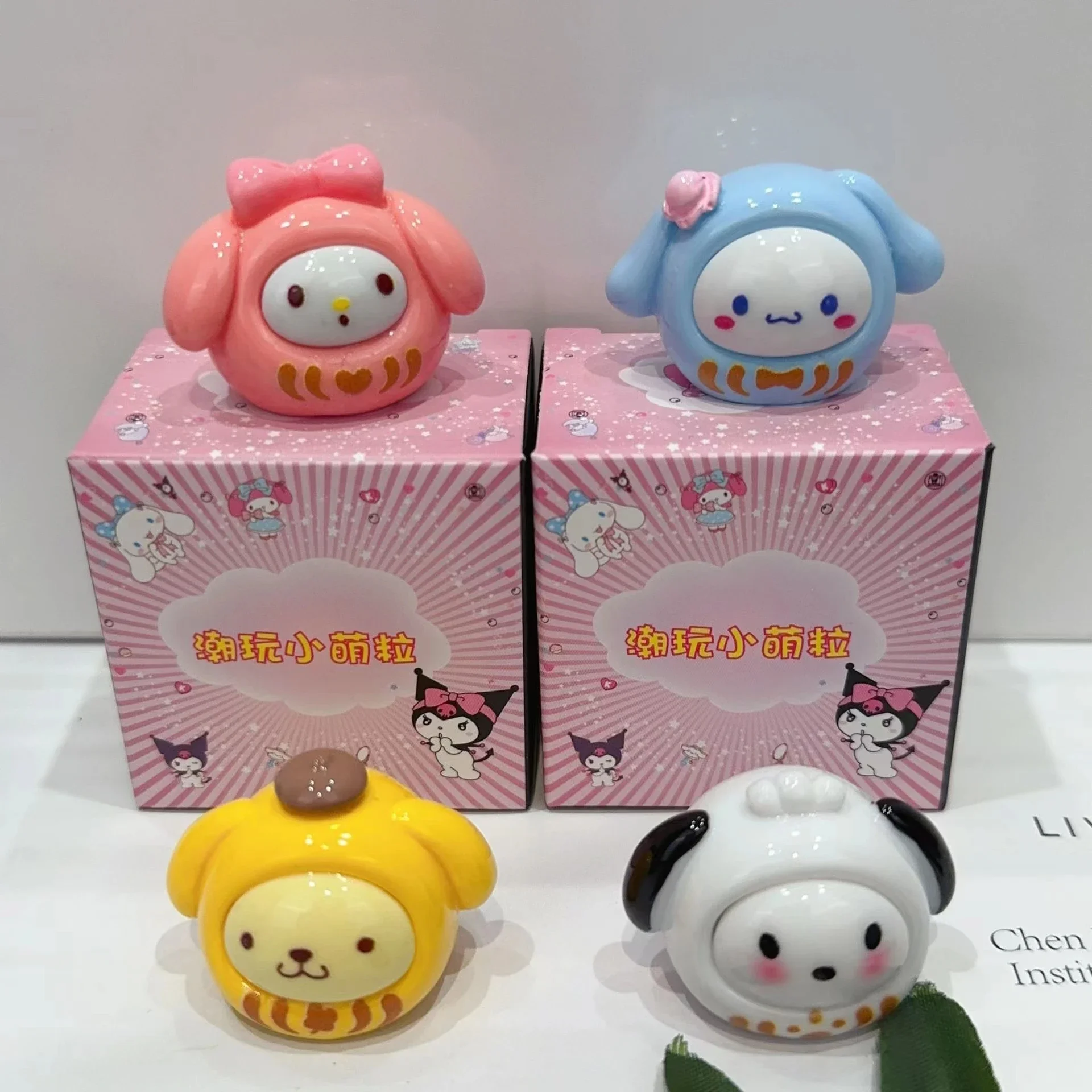 Sanrio-ミニチュアレジンの置物,色とりどりのミニチュアレジンの置物,自分でできる漫画のマイメロミクロミシンナモロール,彫像アクセサリー,車の装飾,1箱あたり24個