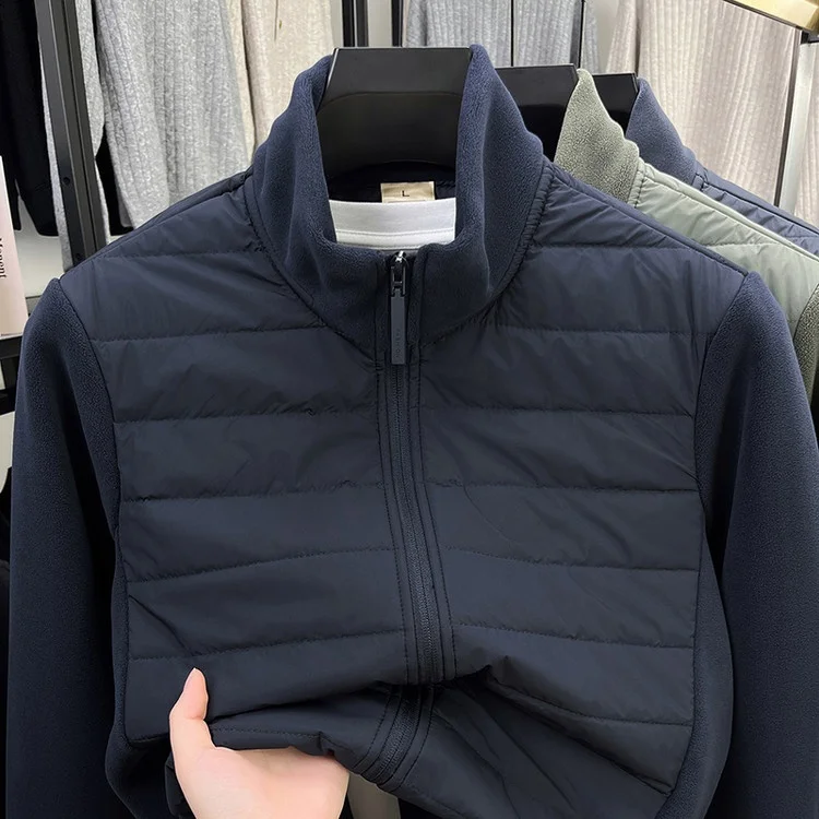 

2025 New Men's Fce Patchwork Jaet Lightweight Cotton Autumn Winter Casual Stand Collar Coat Polyester Fiber Warmth