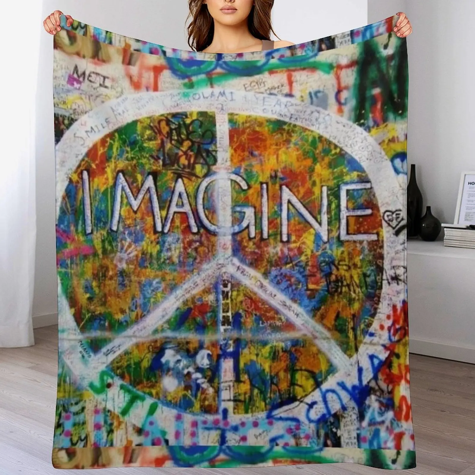 Imagine Peace,the famous John Lennon Wall Throw Blanket Luxury St Retros Blankets