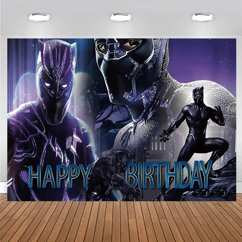 Фон для фотосъемки с изображением черной Пантеры, украшения для дня рождения, баннер для детей, мальчиков, Мстители, король, ваканда, вечная фигурка, фон для фотосъемки