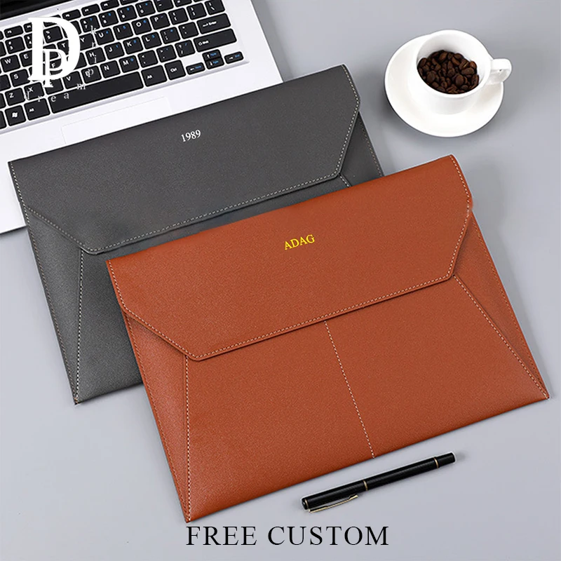 الأعمال نقش الأحرف الأولى حقيبة مستندات A4 ورقة مكتب فاخر بولي Leather الجلود مجلد بسيط مقاوم للماء طالب ملف الحقيبة حقيبة التخزين