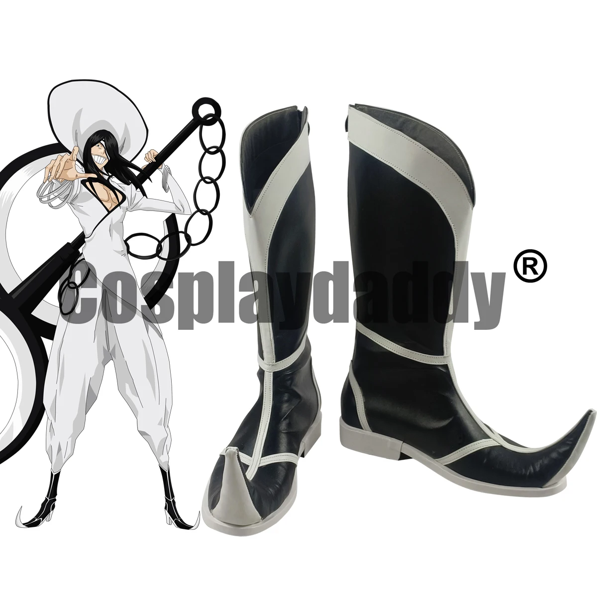 

BLEACH Arrancar Quinto 5th Espada Nnoitra Gilga Anime Cosplay Shoes Black Curved Boots H016