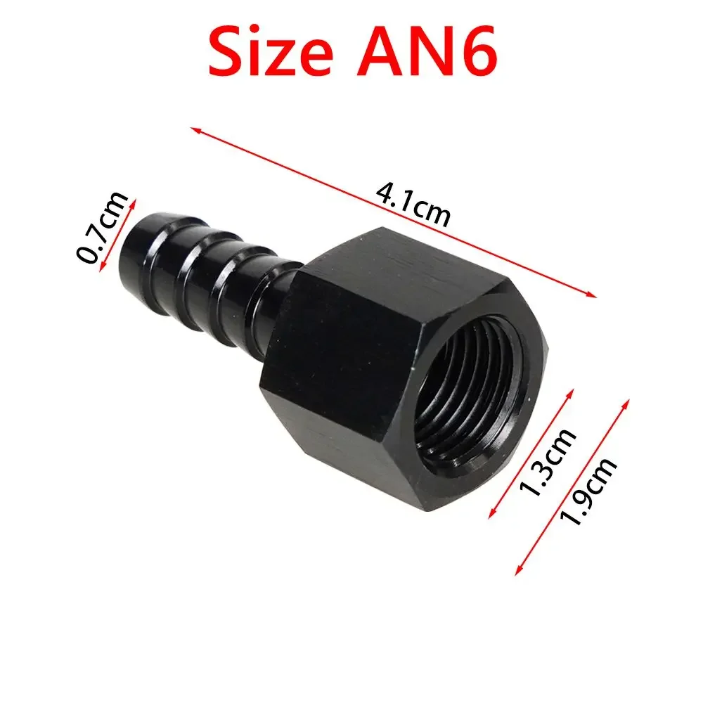 High Quality Aluminium Fuel Line Hose Adapters AN6 AN8 Thread Male To 3/8" AN6 AN8 Hose Fitting Adapter with Connector Black