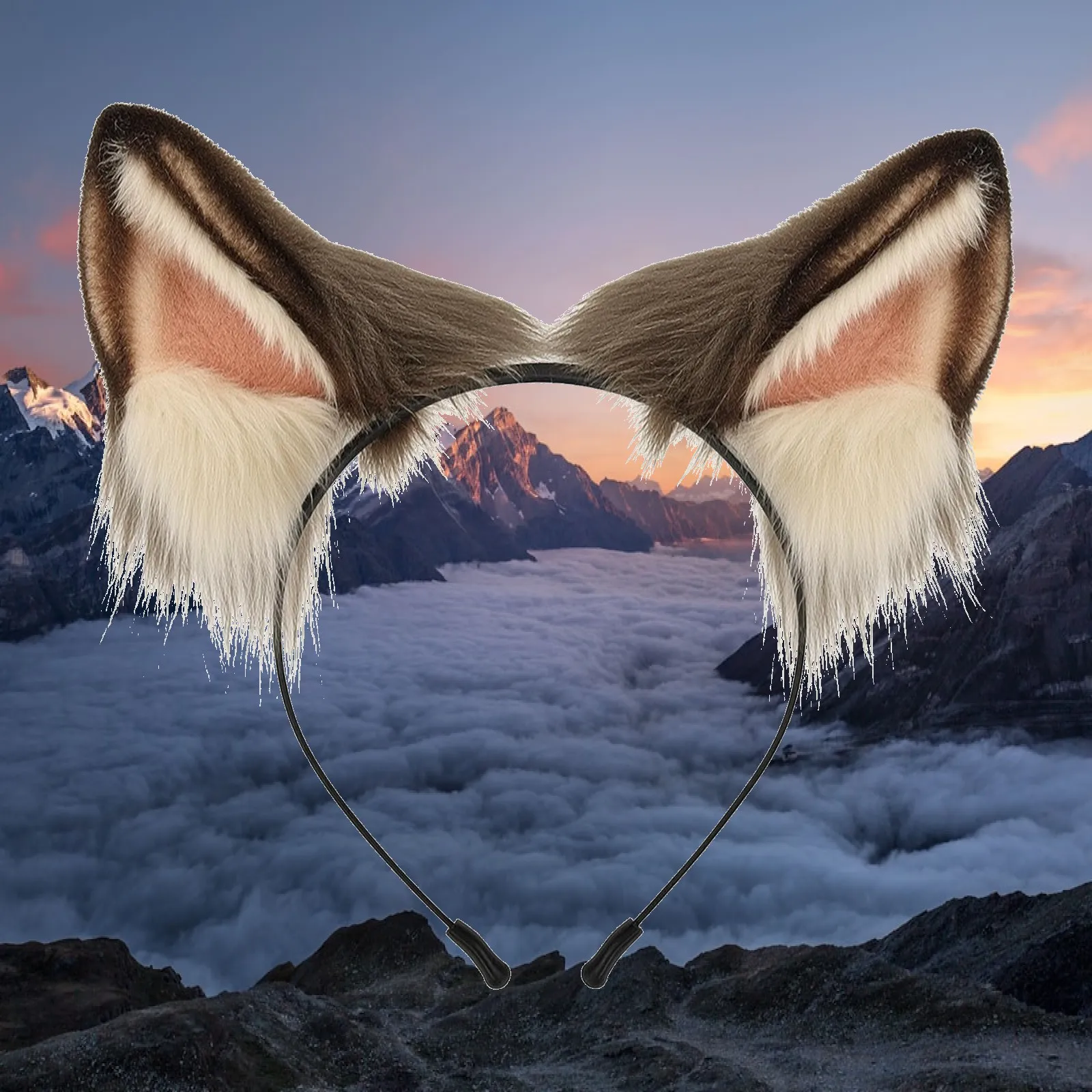 Adjustable Cat Ear Headpiece and Faux Fur Tail Set for Cosplay Costume Party Anime Convention Furry Style Accessory Gift